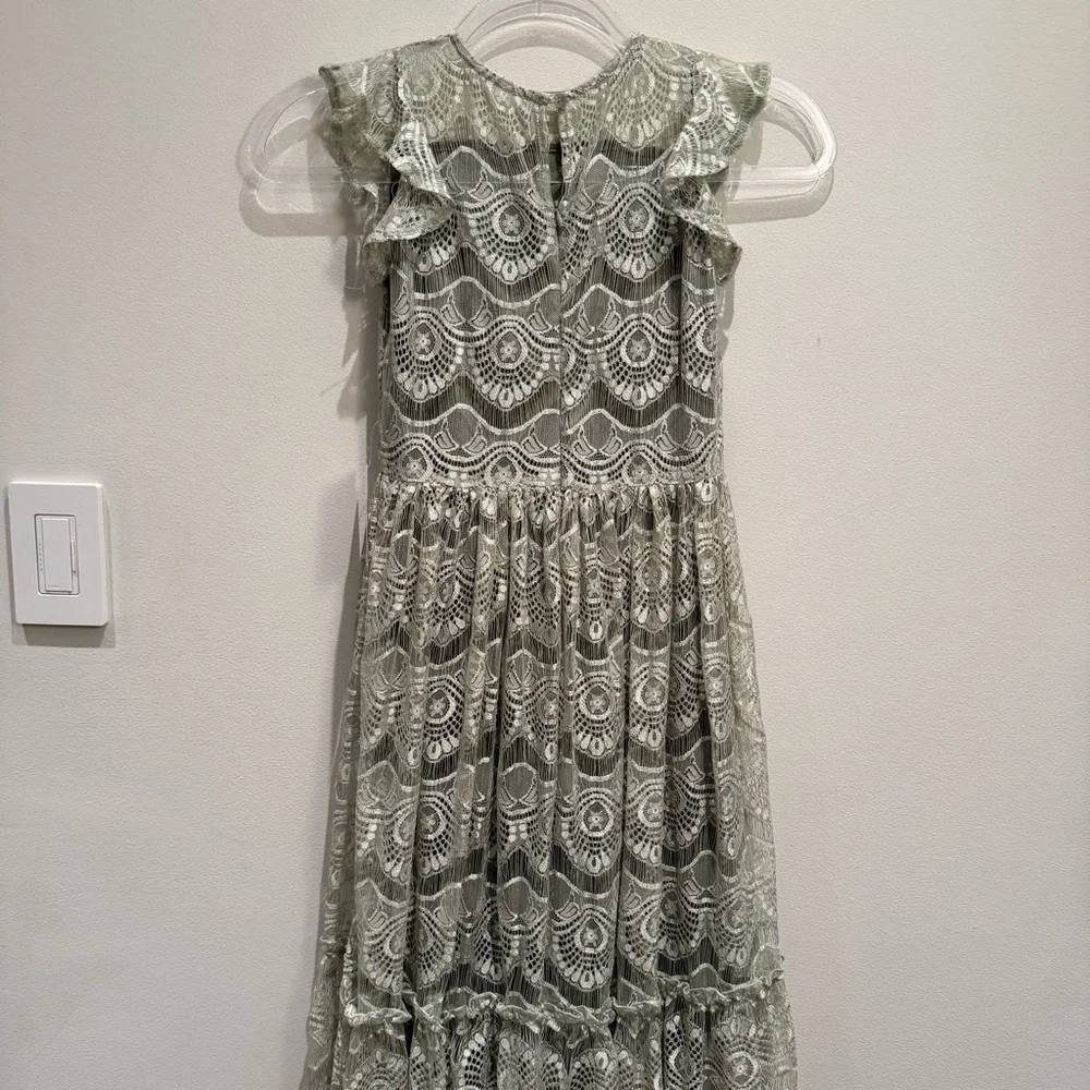 NWT- Mia Joy Size 8 Green Lace Kids Maxi Dress